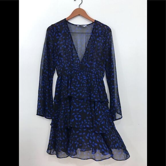 ‎Na-kd blue and black ruffle dress - Picture 2 of 5